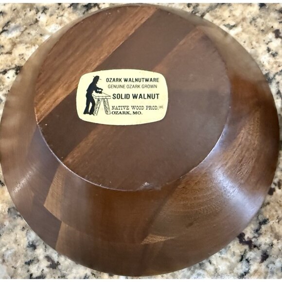 Ozark Walnutware  Solid Walnut Salad Bowls 6" Set of 2 Vintage - Picture 6 of 6